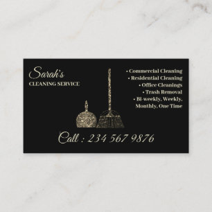 Cleaning Service Janitorial gold sparkle girly Business Card