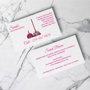 Cleaning Service Janitorial pink sparkle Trendy Business Card