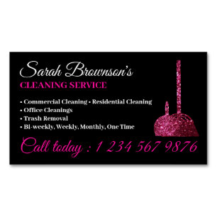Cleaning Service Janitorial supply sparkle glitter Magnetic Business Card