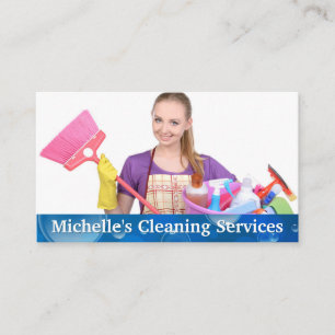 Cleaning Service Lady Soap Bubbles Business Card