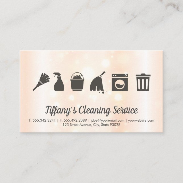 Cleaning Service | Maid Cleaning icons Business Card (Front)