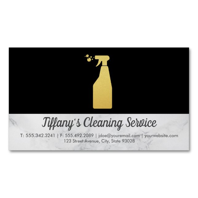Cleaning Service | Maid Cleaning Spray Magnetic Business Card (Front)