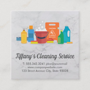 Cleaning Service   Maid Cleaning Supplies Square Business Card