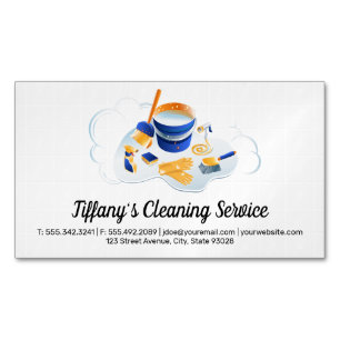 Cleaning Service Maid Cleaning Supplies Tiles Magnetic Business Card