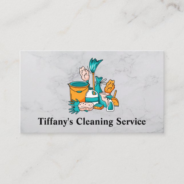 Cleaning Service | Maid Cleaning Tools Business Card (Front)