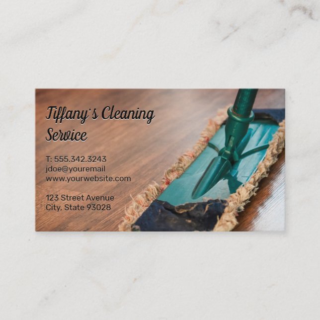 Cleaning Service | Maid | Duster Mop Business Card (Front)
