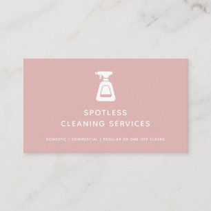 Cleaning Service Maid Dusty Pink Spray Bottle Business Card