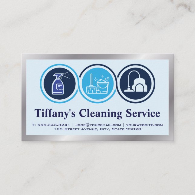 Cleaning Service | Maid Icons Business Card (Front)