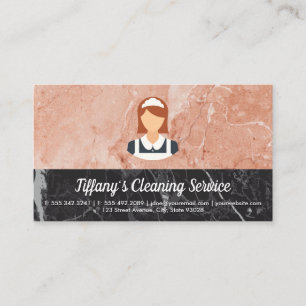 Cleaning Service Maid Marble Colour Block Business Card