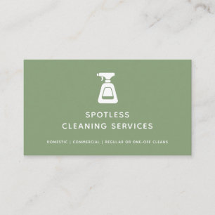 Cleaning Service Maid Sage Green Spray Bottle Business Card