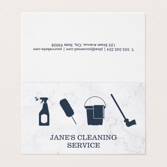 Cleaning Service | Maid Service | Marble Business Card (Outside Unfolded)