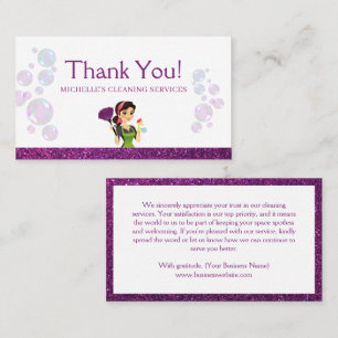 Cleaning Service Maid Sparkle Thank You Business Card