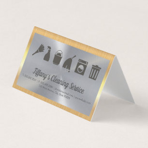 Cleaning Service Maid Supplies Gold Border Business Card