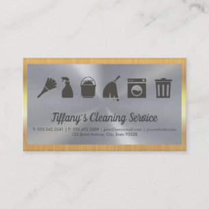 Cleaning Service Maid Supplies Gold Border Business Card