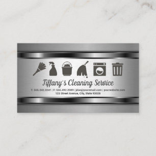 Cleaning Service Maid Supplies Metal Business Card
