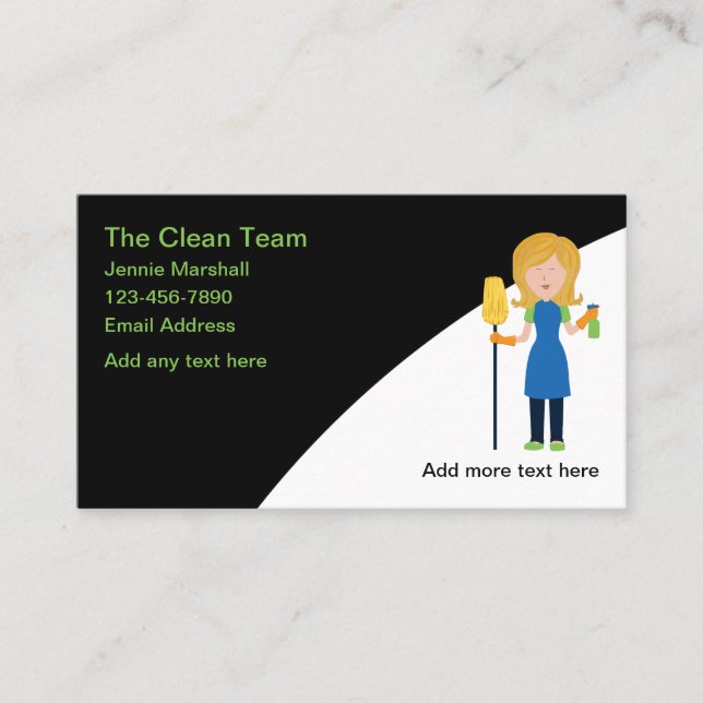 Cleaning Service Modern Editable Business Cards (Front)