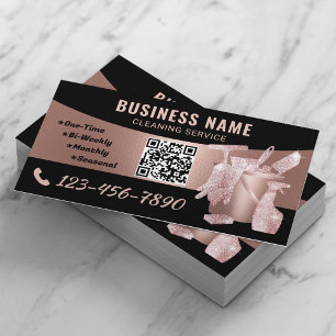 Cleaning Service Modern Rose Gold Housekeeping Business Card