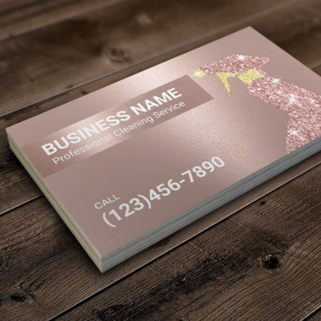 Cleaning Service Modern Rose Gold Maid Business Card (Creator Uploaded)