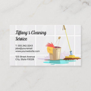 Cleaning Service   Mop and Bucket Tiles Business Card