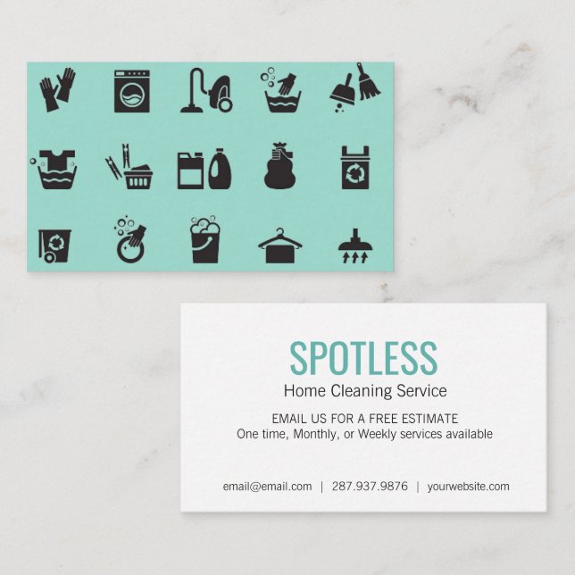 Cleaning Service Pattern Business Card (Front/Back)