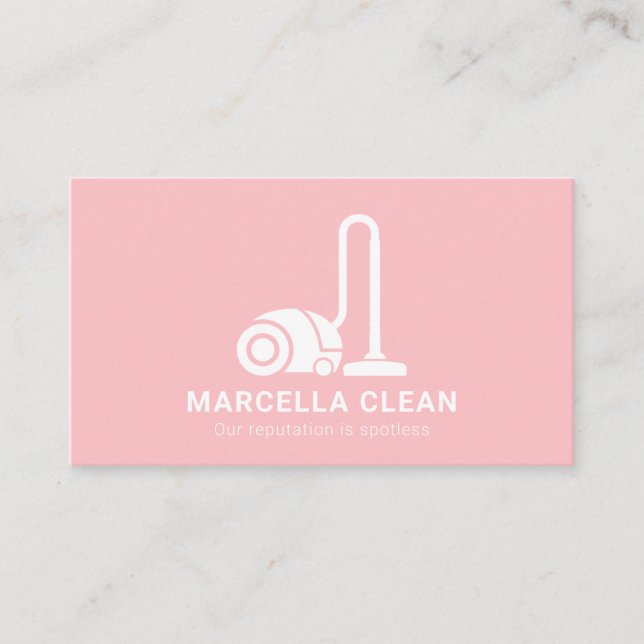 Cleaning Service Pink Business Card (Front)