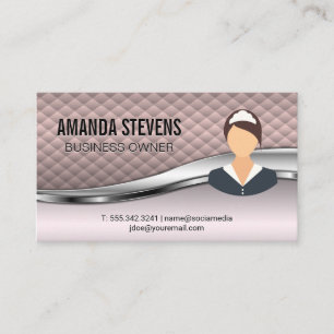 Cleaning Service   Pink Tiling Metallic Trim Business Card