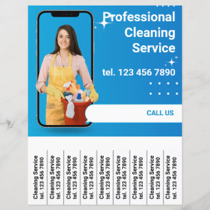 Cleaning Service Promotion Flyer Tear Off Strips