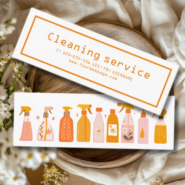 Cleaning service retro mini business card (Creator Uploaded)