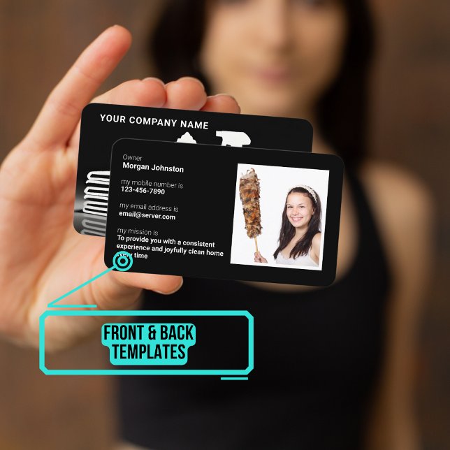 Cleaning Service Silhouette with Photo  Business Card (Please enjoy our business card)