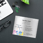 Cleaning service silver glitter dust QR code Flyer<br><div class="desc">An elegant and glamourous cleaning service business flyer on a faux silver metallic looking background decorated with faux silver glitter dust on front and cleaning equipment.  Personalise and add Your name,  text contact info.  Add your own QR code to your website address on the back:</div>