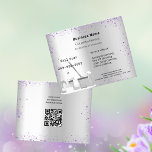 Cleaning service silver violet glitter dust QR Flyer<br><div class="desc">An elegant and glamourous cleaning service business flyer on a faux silver metallic looking background decorated with violet faux glitter dust on front and cleaning equipment.  Personalise and add Your name,  text contact info.  Add your own QR code to your website address on the back:</div>