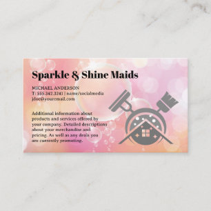 Cleaning Service   Soap Bubbles Brooms Mop Business Card