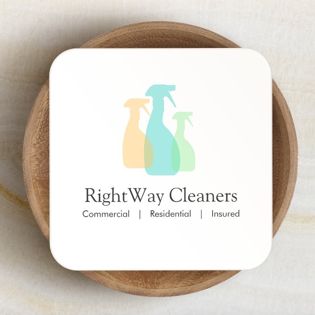 Cleaning Service Spray Bottle Logo Square Business Card (Creator Uploaded)