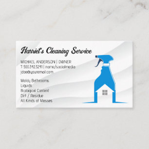 Cleaning Service   Spray Bottle Maid Logo Business Card