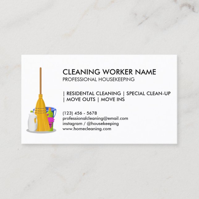 Cleaning Service Standard simple Business Card (Front)