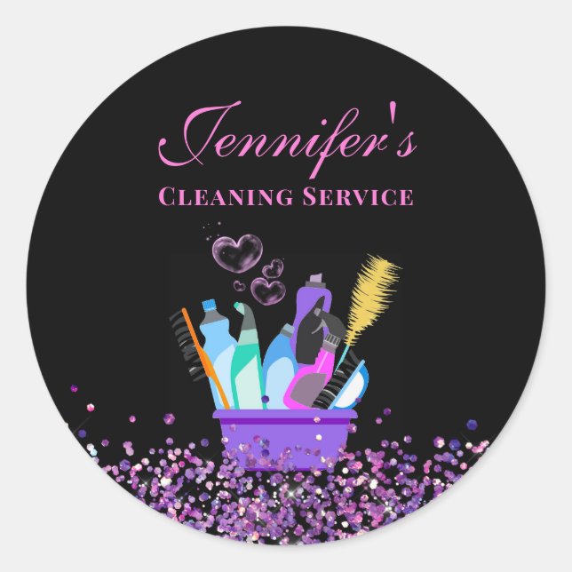 Cleaning Service Supplies Sparkle Classic Round Sticker (Front)
