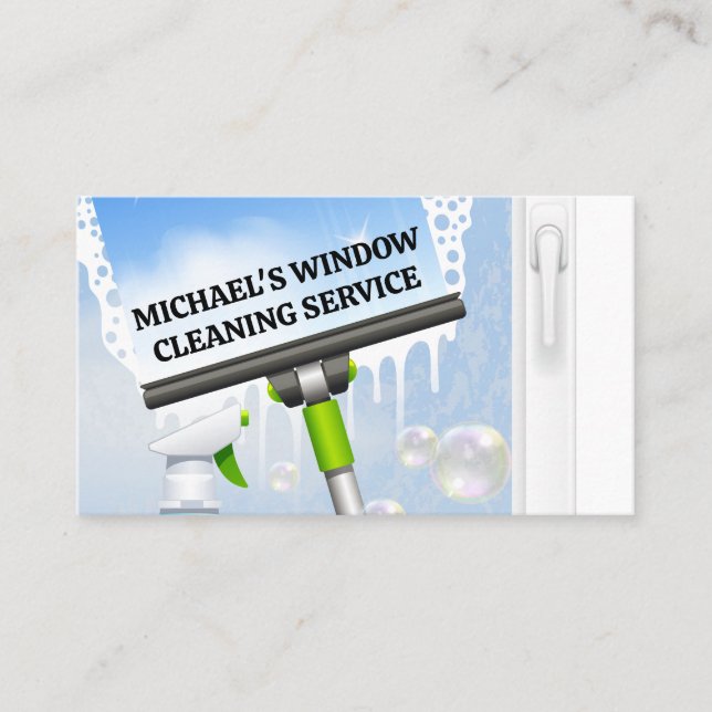 Cleaning Service Supplies | Squeegee | Maid Business Card (Front)