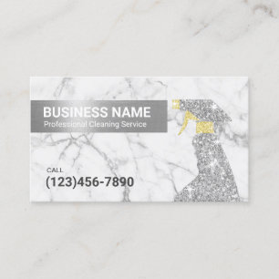 Cleaning Service Trendy Marble Modern Maid Business Card