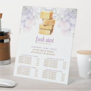 Cleaning Service Watercolor Soap Price List Pedestal Sign