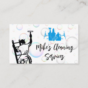 Cleaning Service   Window Cleaner   Soap Bubbles Business Card