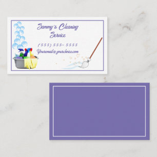 Cleaning Service with cleaners, bucket, and broom Business Card