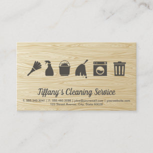 Cleaning Service Wood Grain Business Card