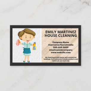 Cleaning Service Worker   Wood Floors Business Business Card