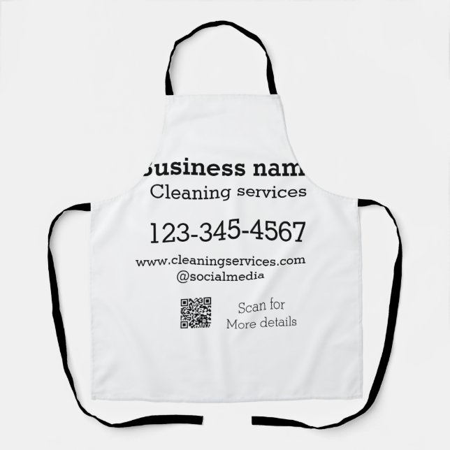 Cleaning services add number website email address apron (Front)