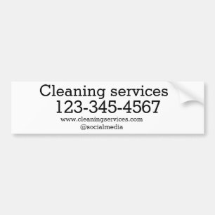 Cleaning services add number website email address bumper sticker