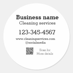 Cleaning services add number website email address classic round sticker