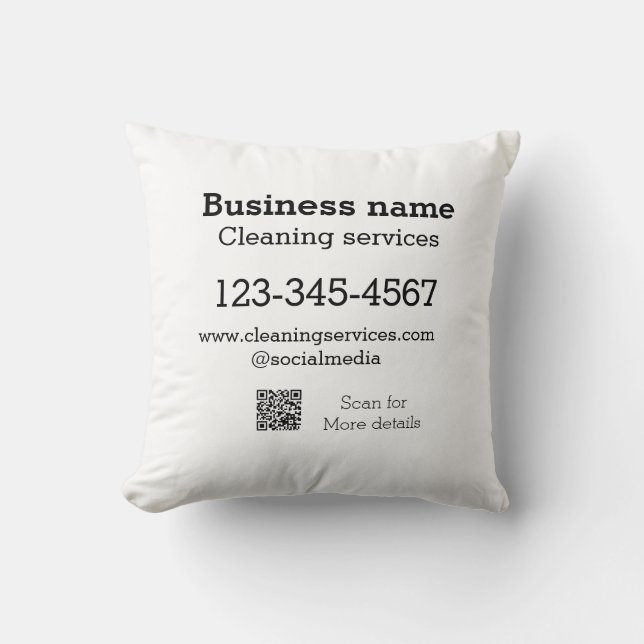 Cleaning services add number website email address cushion (Front)