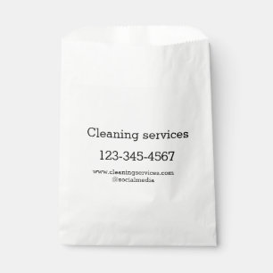 Cleaning services add number website email address favour bags
