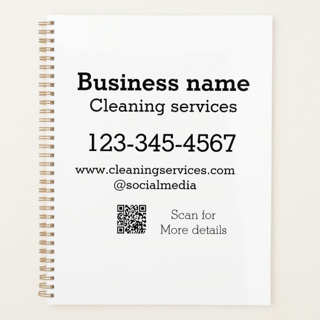 Cleaning services add number website email address planner (Front)