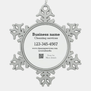 Cleaning services add number website email address snowflake pewter christmas ornament